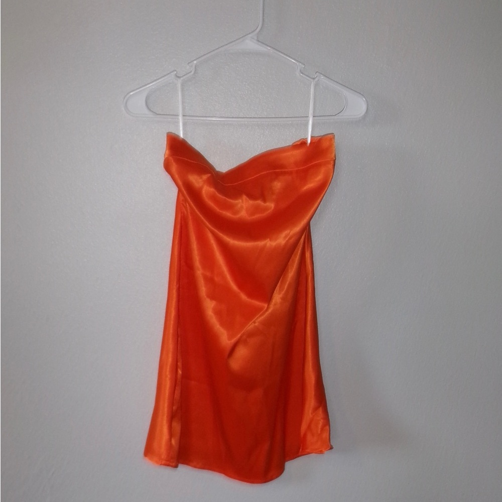 Vibrant Orange Strapless Dress